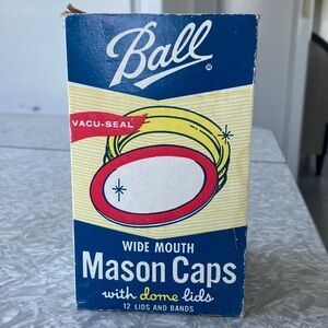 Vintage Ball Wide Mouth Mason Caps with dome lids